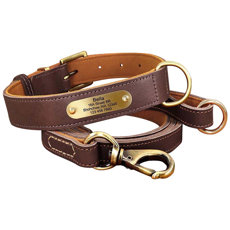 Personalised Dog Collar UK - Customised Dog Collar With Name & Number - Leather Dog Collar UK